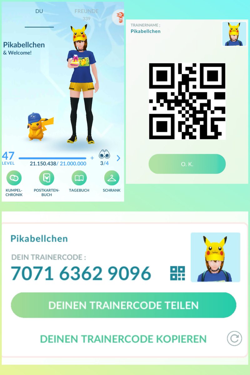 Pikabellchen's tweet photo. I want you! (Pika! Pika! 💛⚡) 

7071 6362 9096

Please support me on my way to level 5️⃣0️⃣🫶! 

I send gifts every day 🎁 and use an egg for Raid-Hour (6 pm CET/Germany 🇩🇪).

Pls mind: I only accept requests with a message!

Thanks in advance ♥️
#pokemongofriendcode https://t.co/LHflns1Rdz