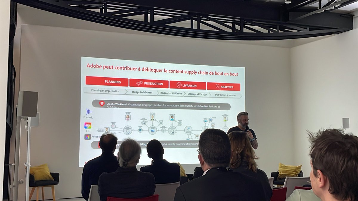 D_n_D's tweet photo. Olivier revient sur la notion de #ContentSupplyChain et sur l’offre d’Adobe pour rationaliser la production de contenus. https://t.co/sjNdbGF1eq