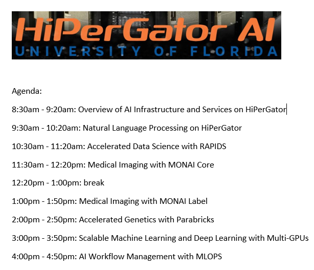UFHSCL's tweet photo. The HSC Library is hosting a free one-day AI on HiPerGator Bootcamp organized by @UFMedicine, @GoGatorsUFIT, and @nvidia for HSC students, staff, and faculty this coming Monday, April 24!  Coffee provided! Register here: https://t.co/xCKFUNFyqV https://t.co/rt6CotScF6