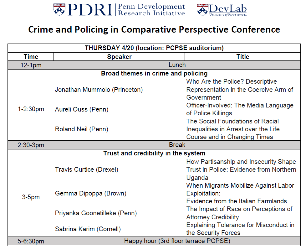 pdri_devlab's tweet photo. Today we welcome amazing scholars working on crime and policing from a comparative perspective, who will present their work in a two-day conference here at Penn! Find the program here: https://t.co/A18rV5a0mb