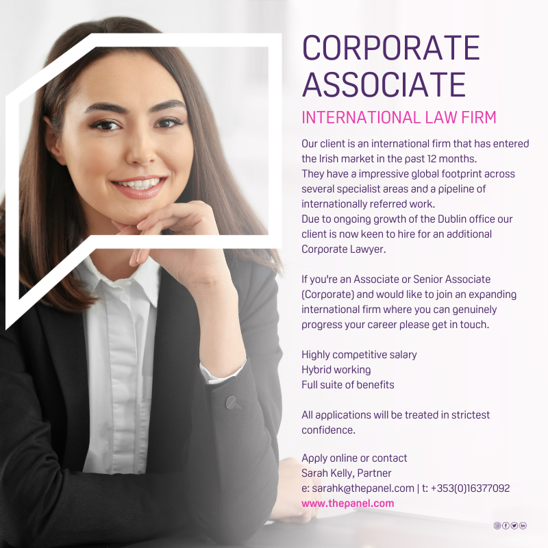 ThePanelDublin's tweet photo. Corporate Associate (https://t.co/1ZPpUeA3Mp) role is currently available with our client, an international law firm.

For more information contact Sarah at sarahk@thepanel.com

#jobfairy #corporatelawyer #corporateassociate #legalassociate #legaljobs https://t.co/G6ZDd6Kq4d