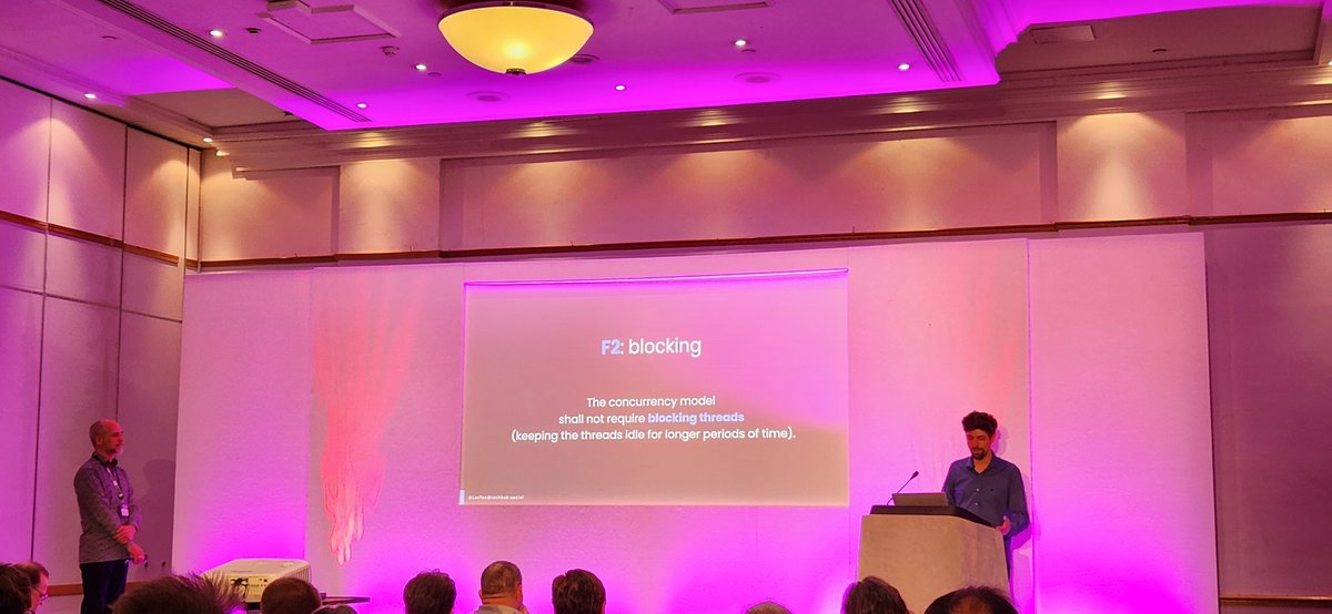 dvirtzwastaken's tweet photo. @LucT3o blocks @FelixPetriconi
from running #ACCUconf to demonstrate how a blocked thread looks like. https://t.co/oRafOkTw8U
