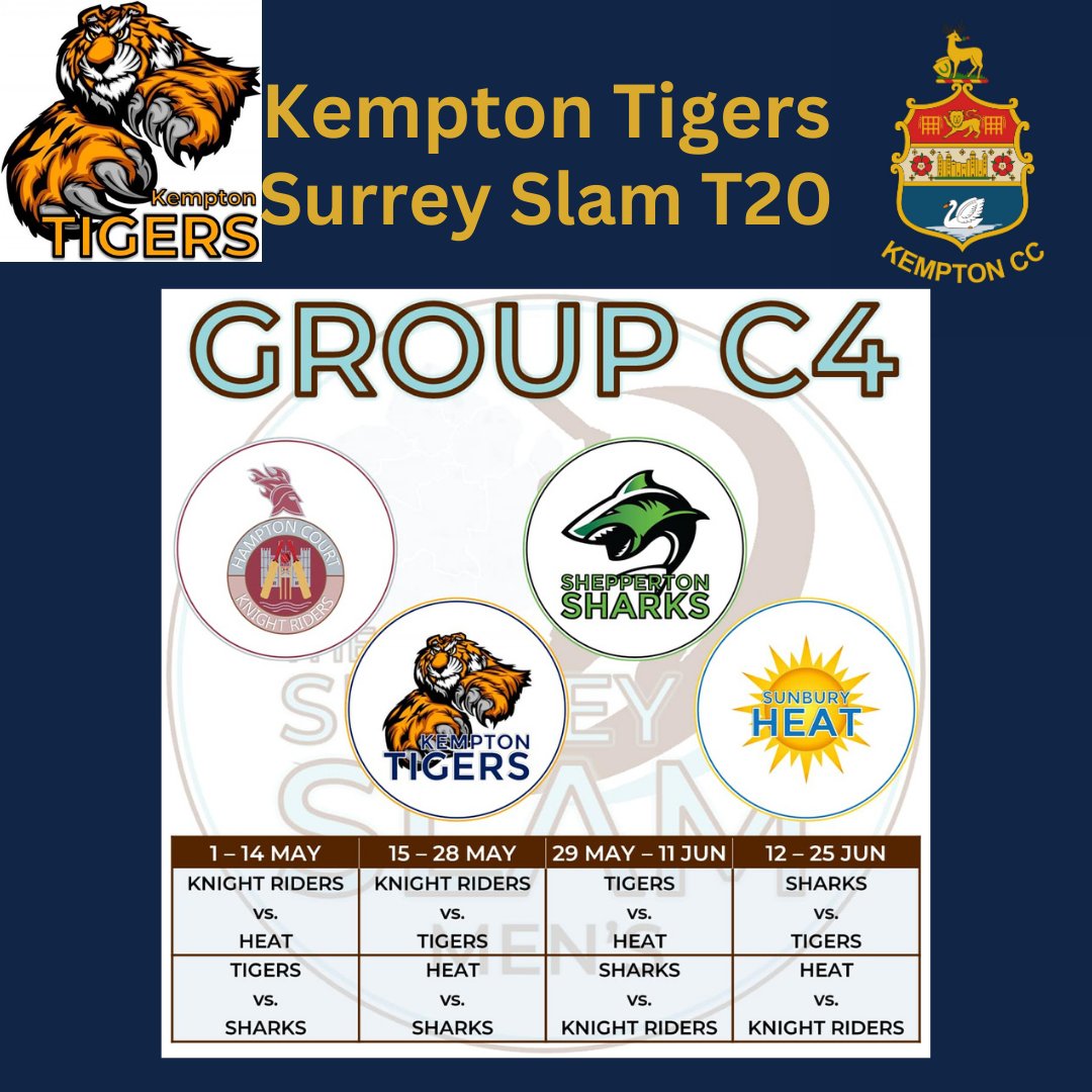 KemptonCC2003's tweet photo. Kempton Tigers T20 Team @SurreySlam fixtures https://t.co/7UIWwAGDVD