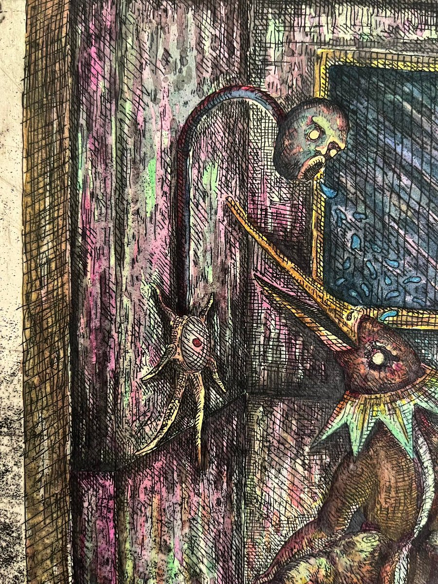 monsterassocia's tweet photo. Bathroom , Etching and Water Colour 35x50 cm

#art #artwork #etching #hardground #aquatint #printmaking #drawing #collection #demon #monster #sketch #sketchbook #characterdesign #character #watercolor #watercolour #watercolorpainting #예술 #예술가 #드로잉 https://t.co/OvBGvVt43d