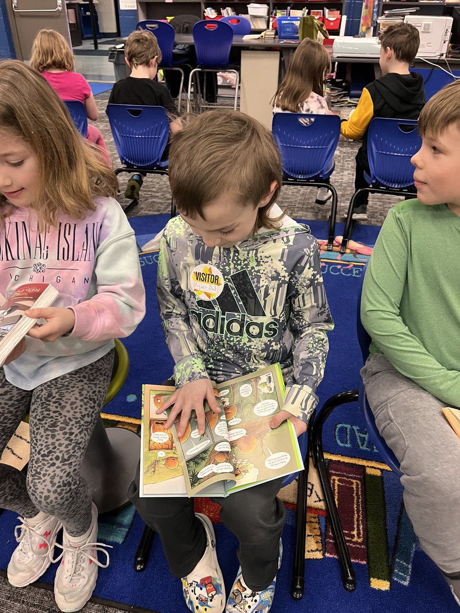 kimwheaton03's tweet photo. We are the lucky ones!!!  Thank you Mrs. Busa for playing musical “book” chairs with us!  What a great way to preview books!  #InMarauderCountry https://t.co/5UKMYPD7AQ