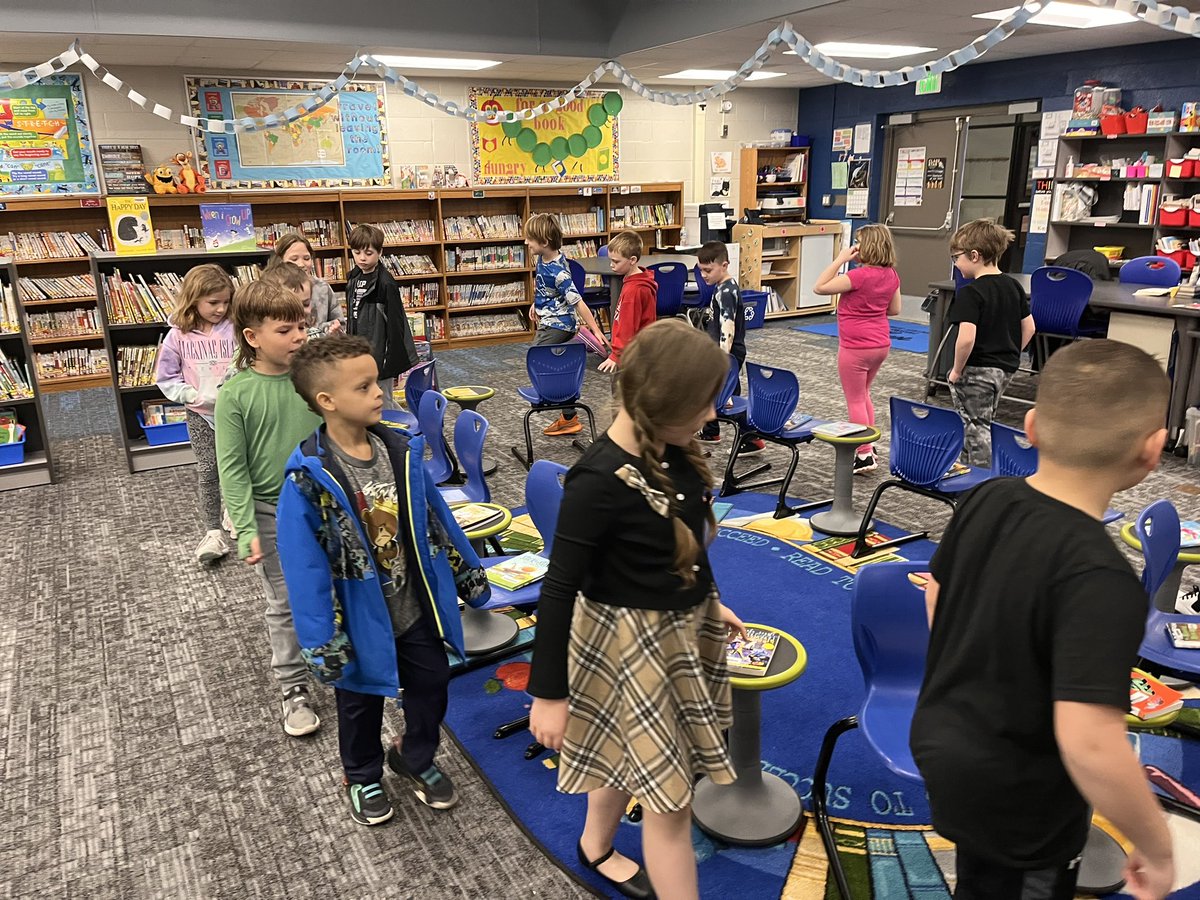 kimwheaton03's tweet photo. We are the lucky ones!!!  Thank you Mrs. Busa for playing musical “book” chairs with us!  What a great way to preview books!  #InMarauderCountry https://t.co/5UKMYPD7AQ