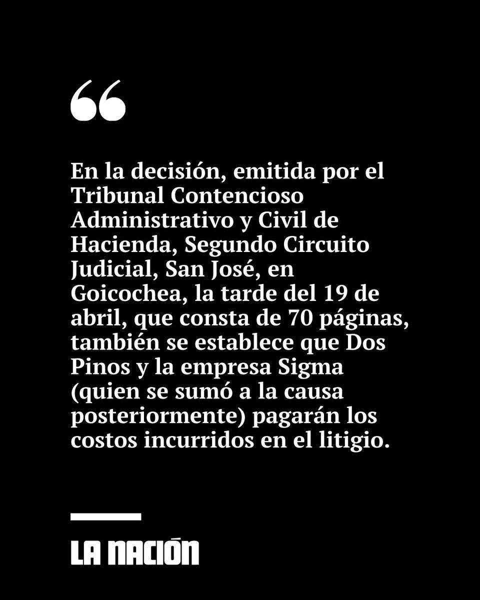 El abogado representante de Asoproa, Belisario Solano, confirmó a La Nación que recibió la sentencia. “Está confirmada la declaratoria sin lugar de la demanda y fueron condenados al pago de las costas”, señaló.

👉Lea todos los detalles: bit.ly/3mNgArr
