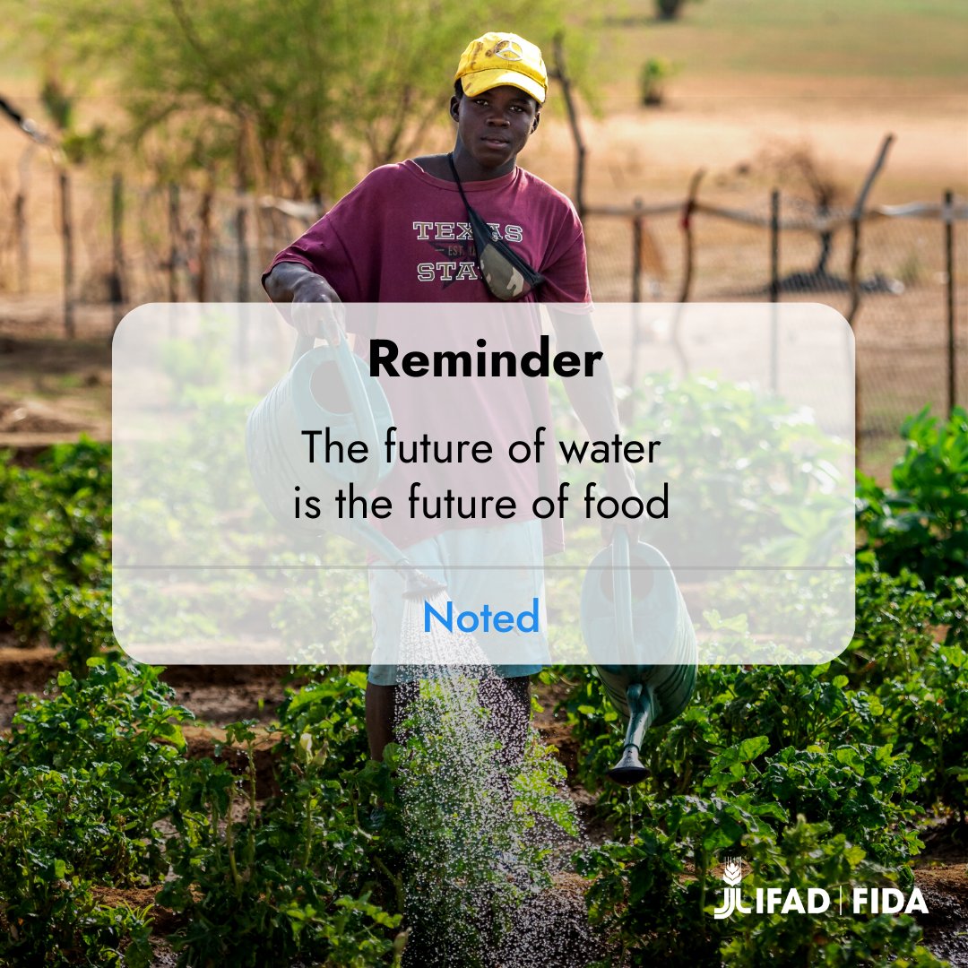 IFAD's tweet photo. Water is key to supporting global food systems.

But our planet is running short of it.

It's time to invest in sustainable approaches that protect our resources &amp; deliver nutritious food for all 💧🌽🌎 https://t.co/R0trkByWT4