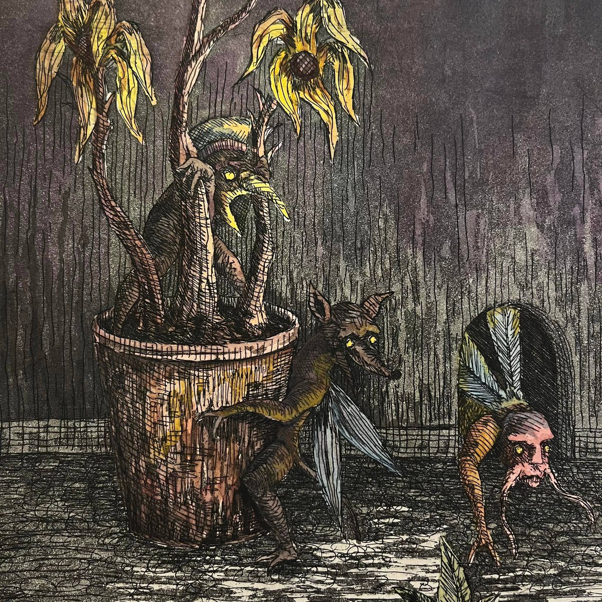 monsterassocia's tweet photo. Bread drop, Etching, Aquatint and Watercolour 58x43 cm

#art #artwork #etching #hardground #aquatint #printmaking #drawing #collection #demon #monster #sketch #sketchbook #characterdesign #character #watercolor #watercolour #watercolorpainting #예술 #예술가 #드로잉 https://t.co/KjhzQncmb1