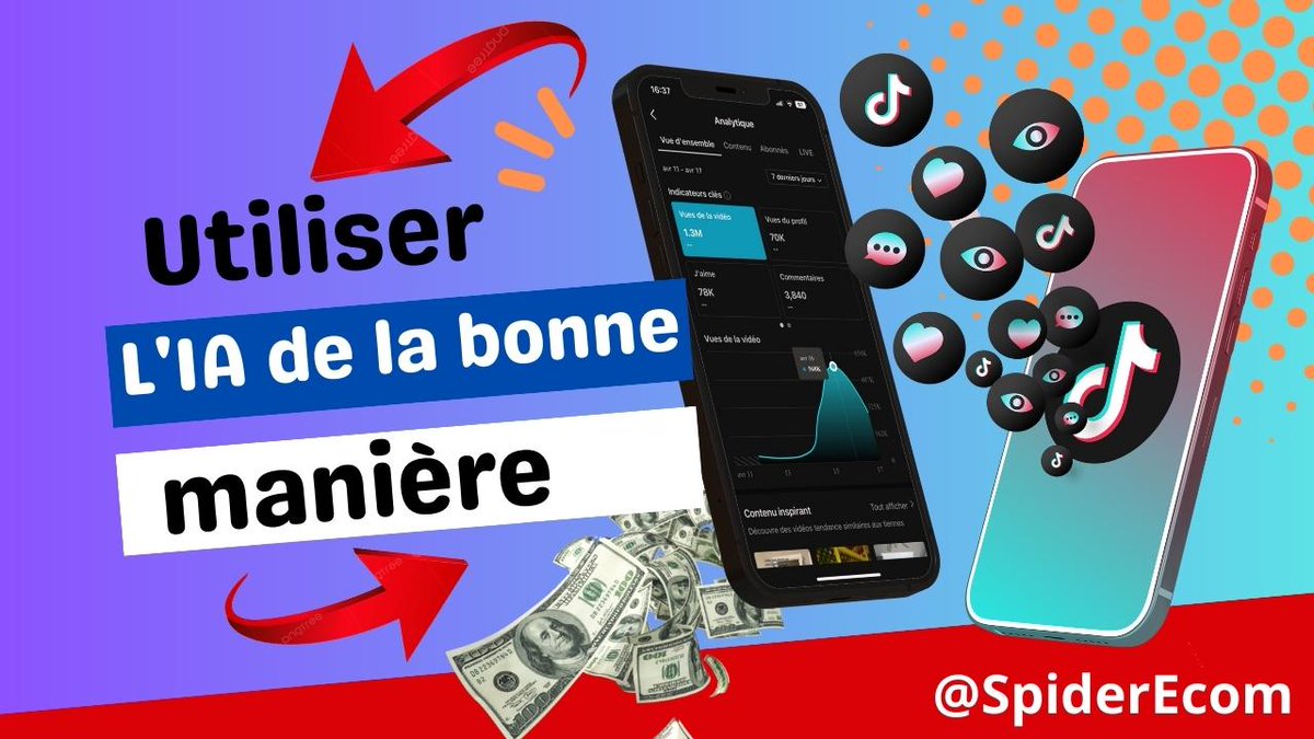 SpiderEcom's tweet photo. 🚨💸Comment utiliser l'IA pour monter des comptes Tiktok et gagner de l'argent ? 🚀

🎁Si tu veux obtenir la vidéo, RT + Commente "IA" et je te l'envoie en DM (la vidéo est aussi dispo sur mon Discord en bio). https://t.co/L6N5reKcym
