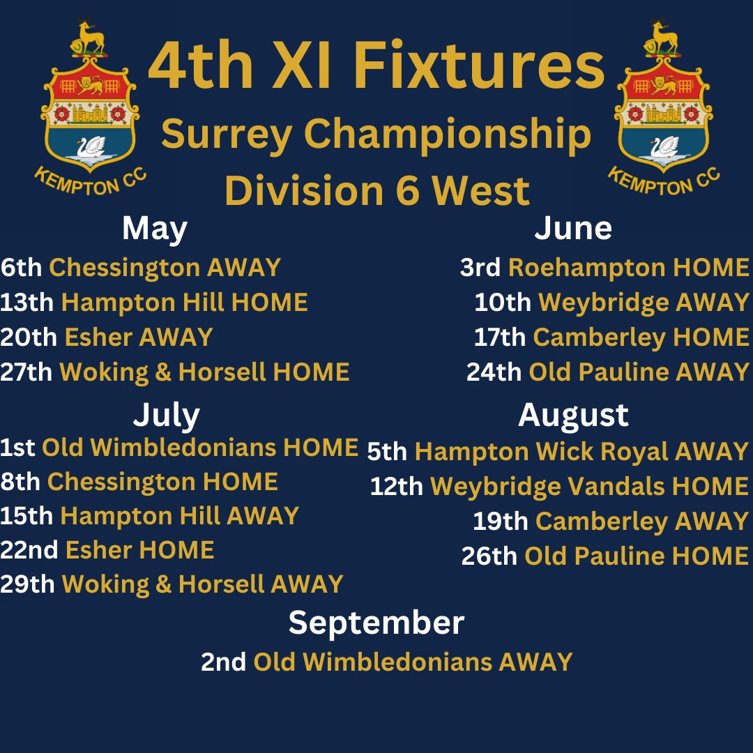 KemptonCC2003's tweet photo. 4th XI Fixtures https://t.co/0ttVVl15lx