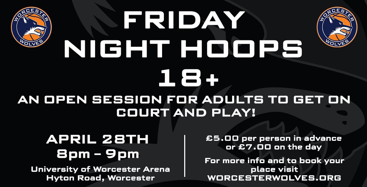 WNBLWolves's tweet photo. 🏀OVER 18'S SESSION🏀

#WolfPack on April 28th we will run a special Friday Night Hoops session for Adults from 8-9pm at the Arena.  This is open to all over the age of 18.  Book your place here ⬇️

https://t.co/gVHA3uZ9zB

#Basketball #CommunitySession #Adults https://t.co/UdmAmwyChT
