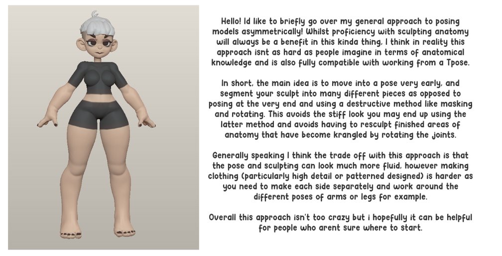 Remanance's tweet photo. Wrote a lil overview of how I go about posing things asymmetrically in Zbrush✨ https://t.co/NEUL8iB5ZS