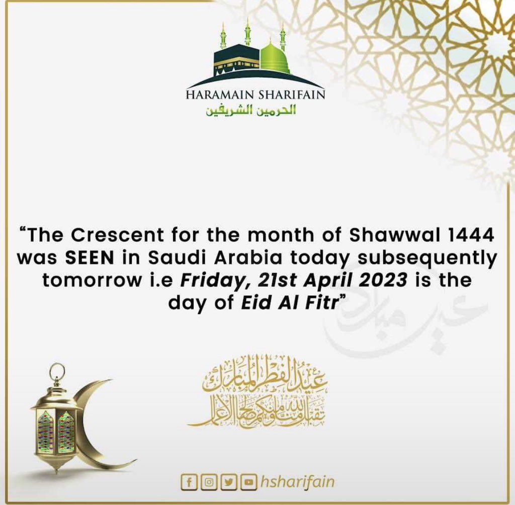 MutahKolomi's tweet photo. Alhamdullillah! The moon has been sighted Eid Mubarak in advance brothers and sisters. https://t.co/14zgUuCipw