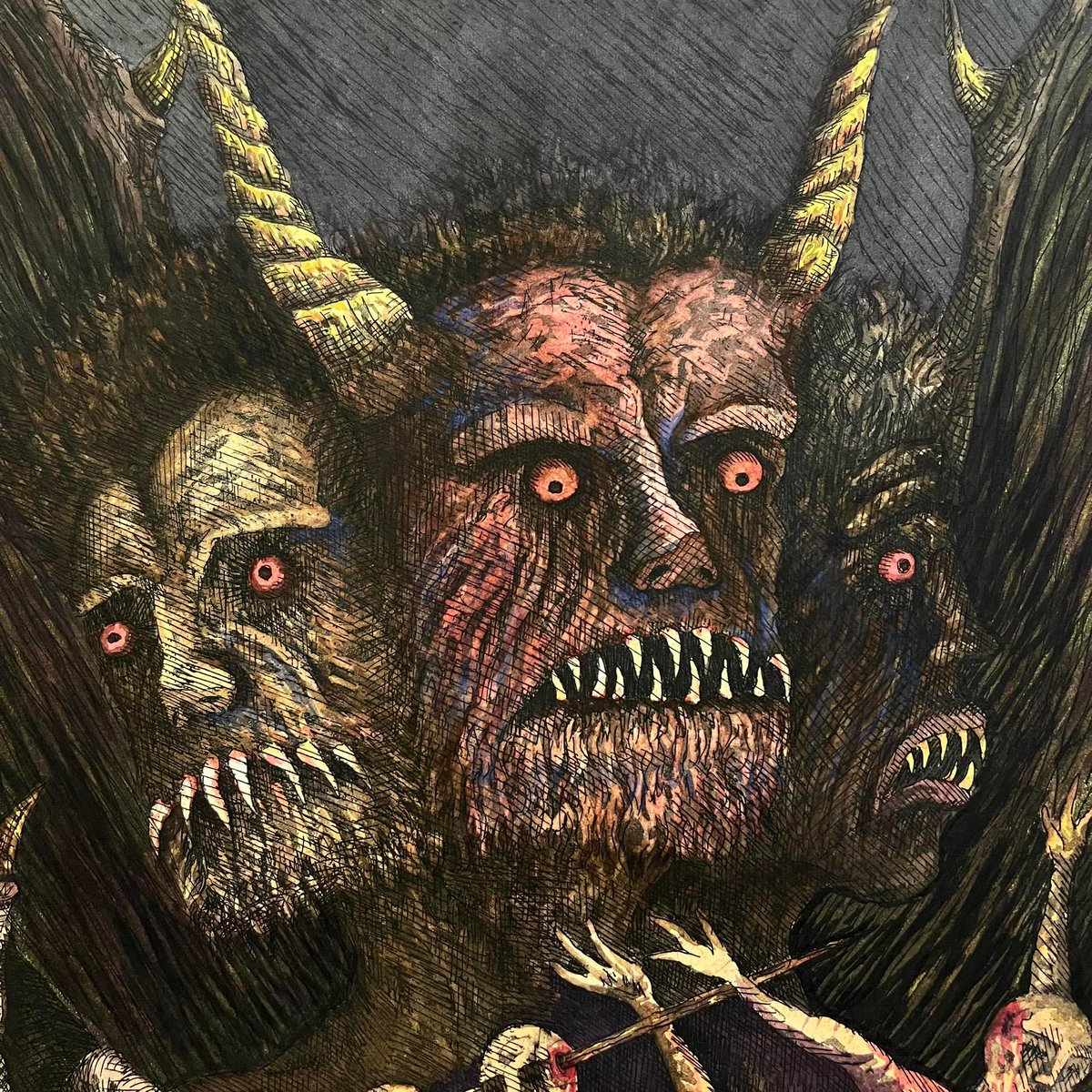 monsterassocia's tweet photo. Satan and Food skewer, Etching, Aquatint and Watercolour 58x43 cm

#art #artwork #etching #hardground #aquatint #printmaking #drawing #collection #demon #monster #sketch #sketchbook #characterdesign #character #watercolor #watercolour #watercolorpainting #예술 #예술가 #드로잉 https://t.co/hguoumTJBh
