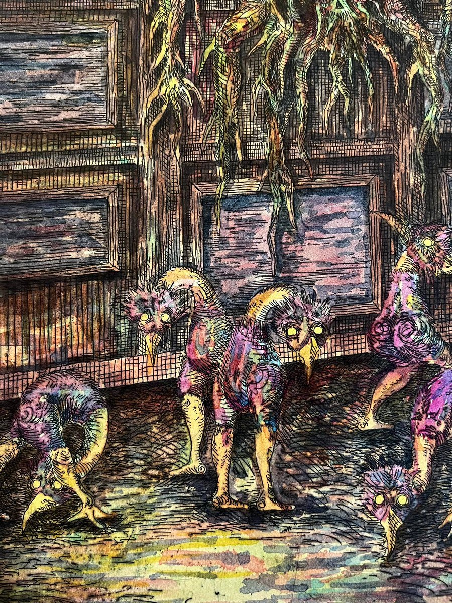 monsterassocia's tweet photo. Backyard , Etching and Water Colour 35x50 cm

#art #artwork #etching #hardground #aquatint #printmaking #drawing #collection #demon #monster #sketch #sketchbook #characterdesign #character #watercolor #watercolour #watercolorpainting #예술 #예술가 #드로잉 https://t.co/DnAtjDrSTO