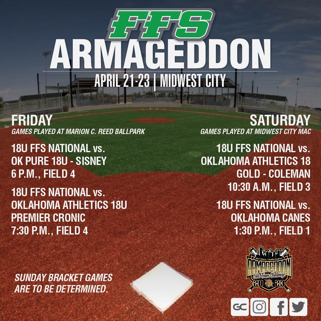 FFS18U's tweet photo. See you in Midwest City. 💚🖤🥎 https://t.co/CKX1FKjxdY