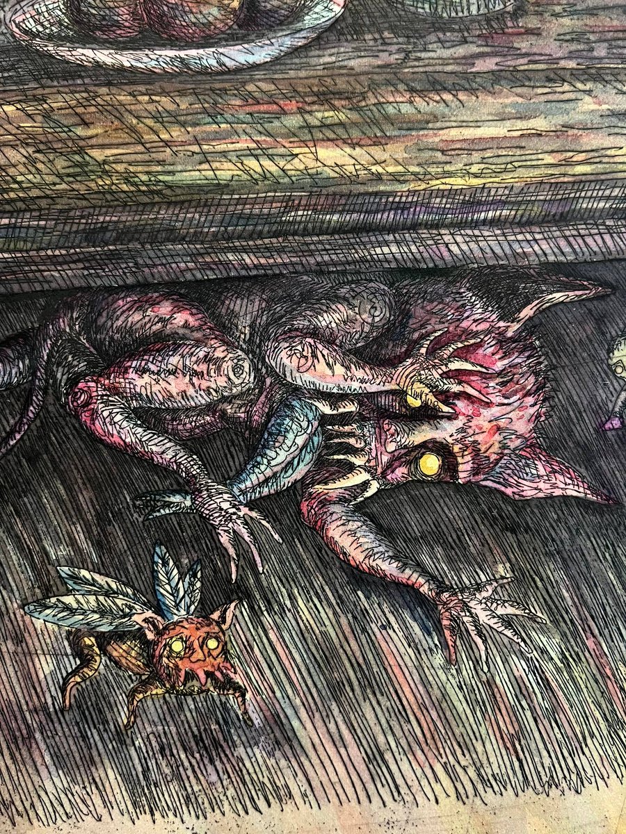 monsterassocia's tweet photo. Under the Table, Etching and Water Colour 50x70 cm

#art #artwork #etching #hardground #aquatint #printmaking #drawing #collection #demon #monster #sketch #sketchbook #characterdesign #character #watercolor #watercolour #watercolorpainting #예술 #예술가 #드로잉 https://t.co/eiosFc1c4M