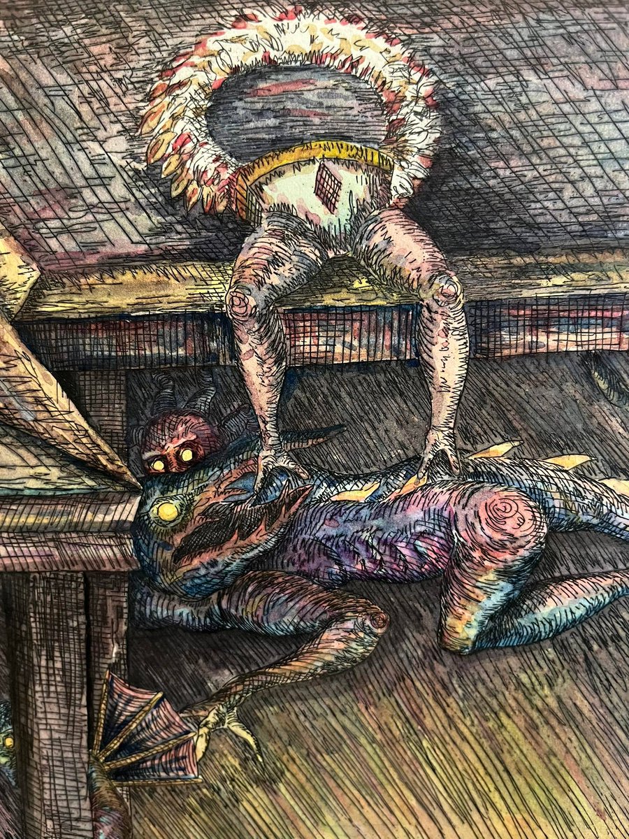 monsterassocia's tweet photo. Under the Table, Etching and Water Colour 50x70 cm

#art #artwork #etching #hardground #aquatint #printmaking #drawing #collection #demon #monster #sketch #sketchbook #characterdesign #character #watercolor #watercolour #watercolorpainting #예술 #예술가 #드로잉 https://t.co/eiosFc1c4M