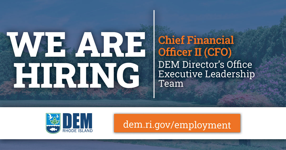 RhodeIslandDEM's tweet photo. ⚠️ DEM is recruiting for the position of CFO under the job title of Chief Financial Officer II. The CFO is responsible for ensuring timely, accurate, + efficient accounting duties including budgeting, reporting, monitoring revenues + expenditures, as well as other duties. (1/5) https://t.co/bZpq9sTztF