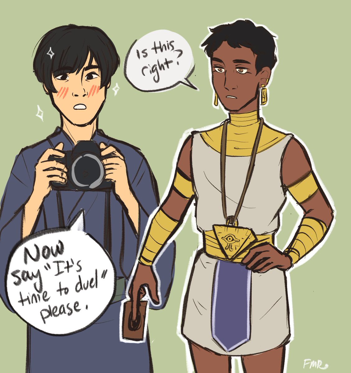 sennen_rings's tweet photo. Egypt shows Japan around his place but the whole time Kiku is like “sick yugioh reference” 

#hetalia #aphjapan #aphegypt https://t.co/ZKfwyroOrG