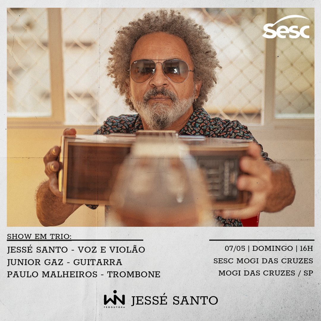 JessSanto3's tweet photo. Dia 07/05 eu vou me apresentar no @sescmogidascruzes em São Paulo. Vai ser um show especial, em trio:
Eu na voz e violão e meus amigos @juniorgaz na guitarra e @paulomalheiros no trombone! 
E quer uma notícia massa? A entrada é gratuita! Esperamos todos vocês lá, às 16h. 
🎤🎸🎼 https://t.co/B9rLiZV8OJ
