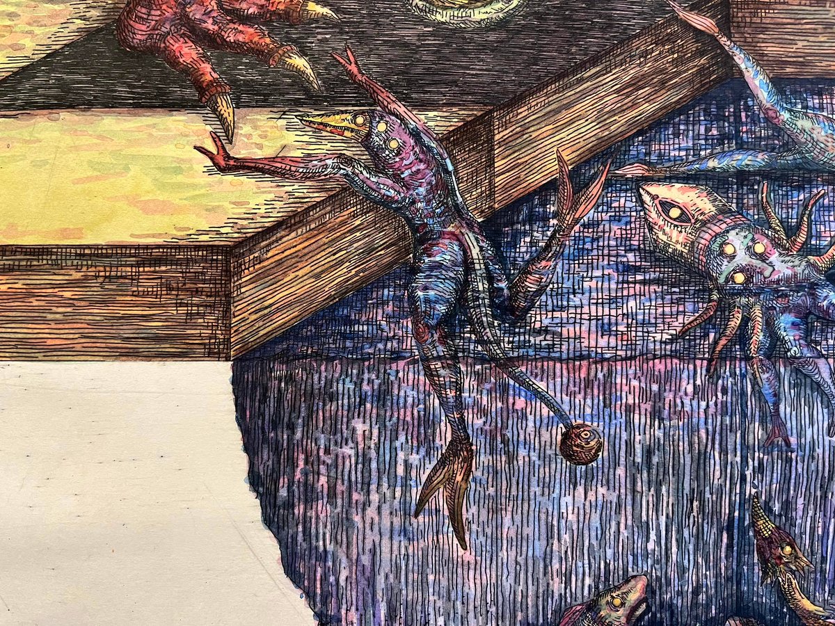 monsterassocia's tweet photo. Waterlogged, Etching &amp; Watercolour 57.5 x 77 cm

#art #artwork #etching #hardground #aquatint #printmaking #drawing #collection #demon #monster #sketch #sketchbook #characterdesign #character #watercolor #watercolour #watercolorpainting #예술 #예술가 #드로잉 https://t.co/iowRqTvgLN