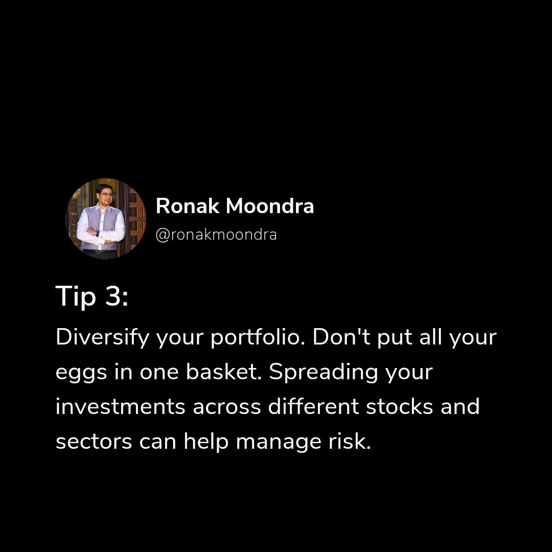 RonakMoondra's tweet photo. Investing in the stock market can be risky. Make sure you know what you're doing with these tips from @RonakMoondra Part-2

#StockMarketTips #InvestingTips #RiskManagement #ronakmoondratweets #ronakmoondra https://t.co/yIOu5Bg6cf