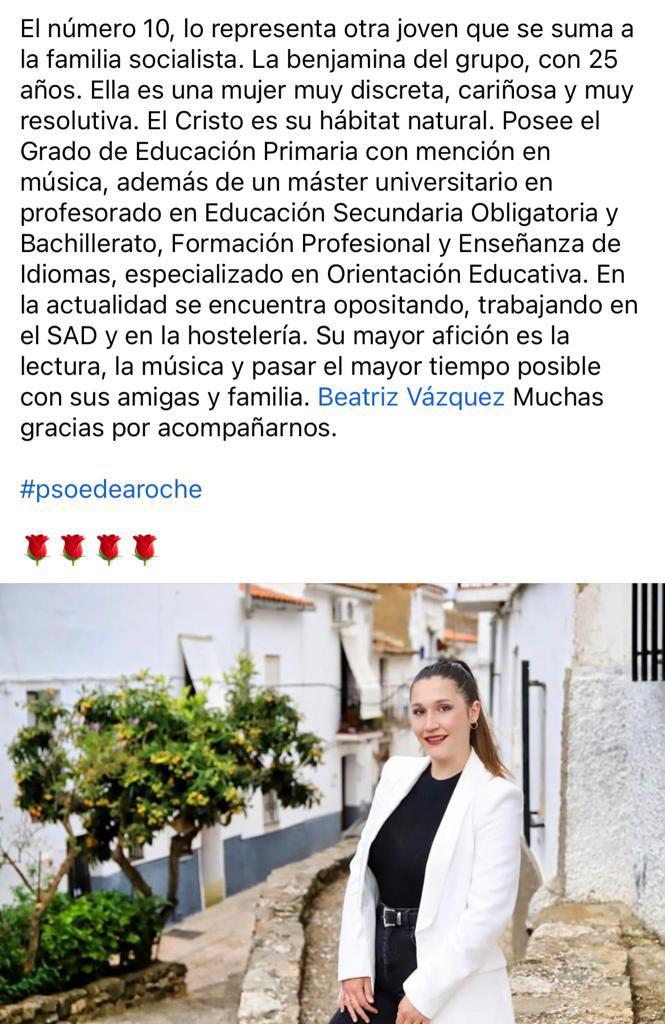 psoe_aroche's tweet photo. Avanzamos!

🌹Continuamos presentando nuestra candidatura. Un equipo solvente, que representa a todos los colectivos y edades, conformado por 16 personas, 9 mujeres y 7 hombres. https://t.co/vGLoGnRJWF