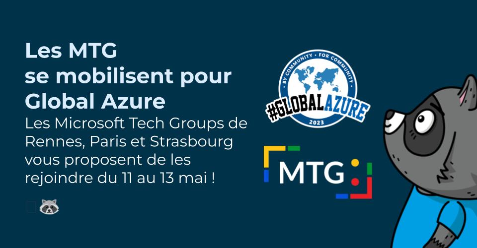 Très heureux de voir que les @mtg_france_org se mobilisent pour le <a href="/GlobalAzure/">GlobalAzure</a> du 11 au 13 mai.

🥨Strasbourg > meetup.com/fr-FR/mtgstras…

🥖Paris > meetup.com/fr-FR/azug-fr/…

🥞Rennes > meetup.com/fr-FR/mtg-renn…

#GlobalAzure <a href="/msdev_fr/">Microsoft Devs</a> <a href="/MTG_Strasbourg/">MTG:Strasbourg</a> <a href="/azug/">Laura Ayala</a> 🦝🫶