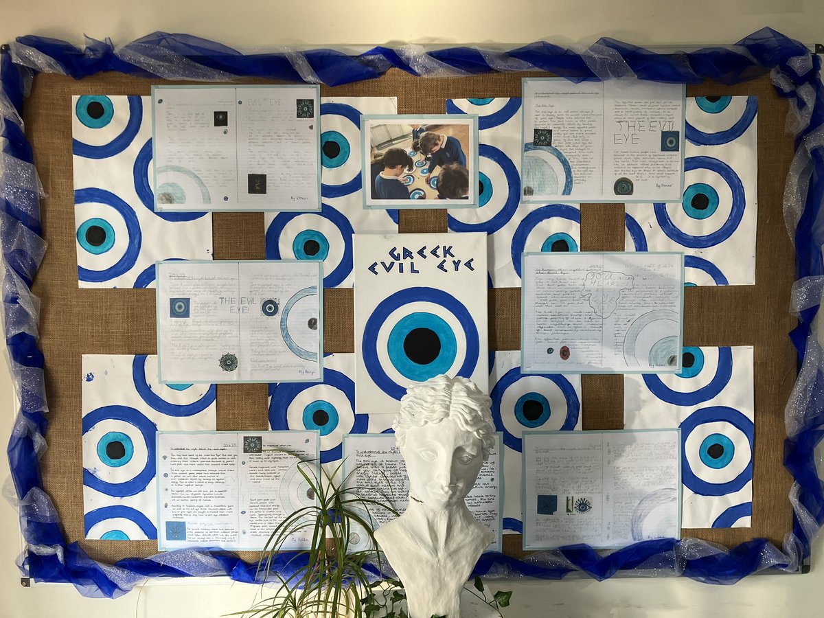timcrouch6's tweet photo. We have been looking at the story of the evil eye, here is some of our work on our display boards.  @JohnHellins https://t.co/Zn6uAx4ziF