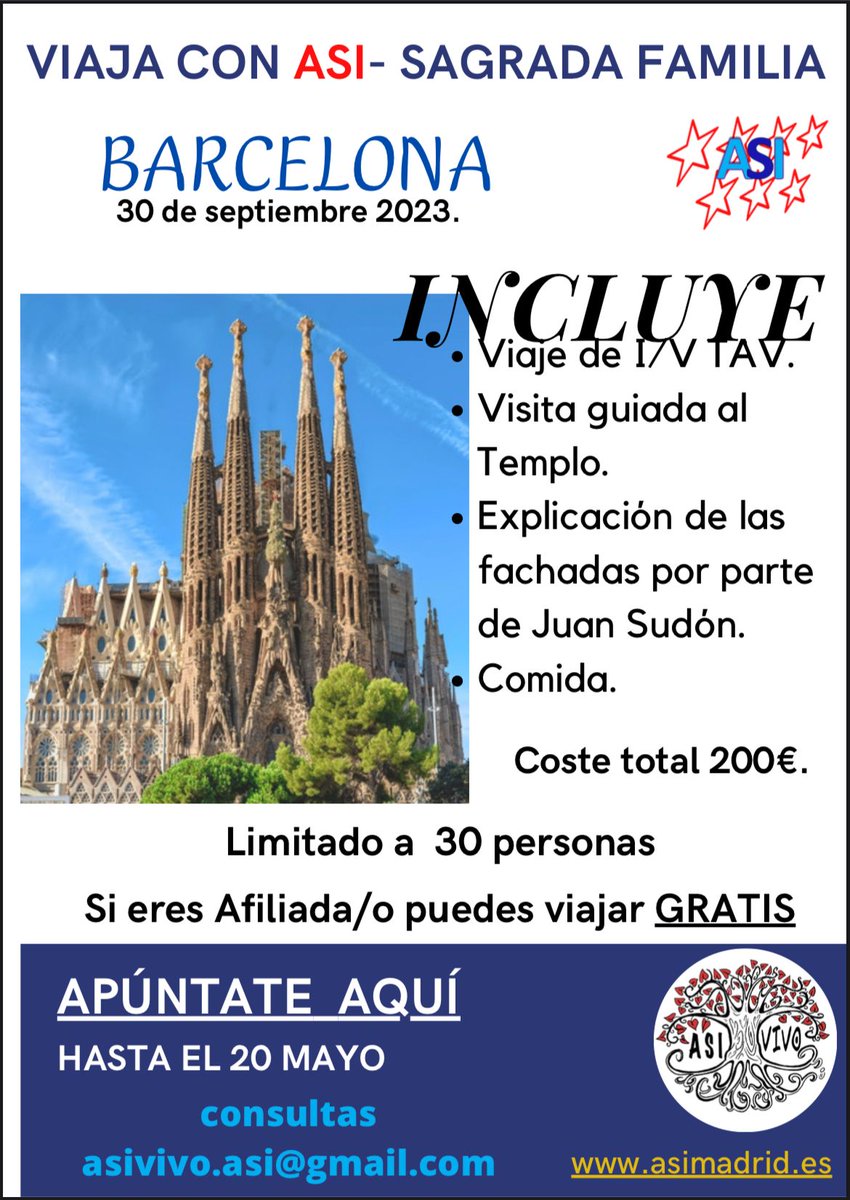 Conoce los detalles del viaje
asimadrid.es/viaja-con-asi-… 
Completa el formulario para inscribirte al viaje 🚅 
docs.google.com/forms/d/e/1FAI…