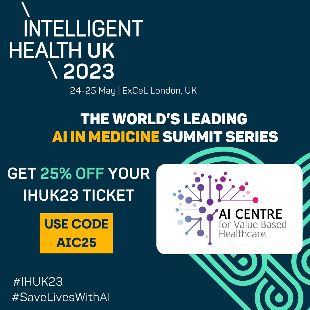 Just over a month to go until #IHUK23. As an Innovation Partner we've been given a 25% ticket discount to share with you - use code AIC25.
Check out the range of engaging speakers and challenges here: london.intelligenthealth.ai/event-programm…
We hope to see you there!!