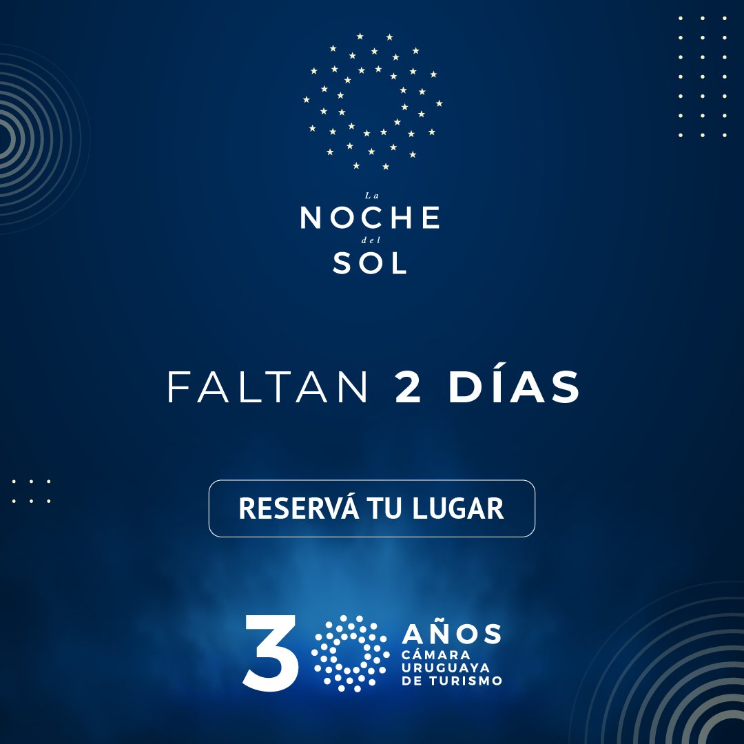 CamturUruguay's tweet photo. ¡Dos días para encontrarnos y celebrar en la Noche del Sol!
Reservá tu lugar ➡️https://t.co/9VOmqV4exP https://t.co/1w9OIpXMuo