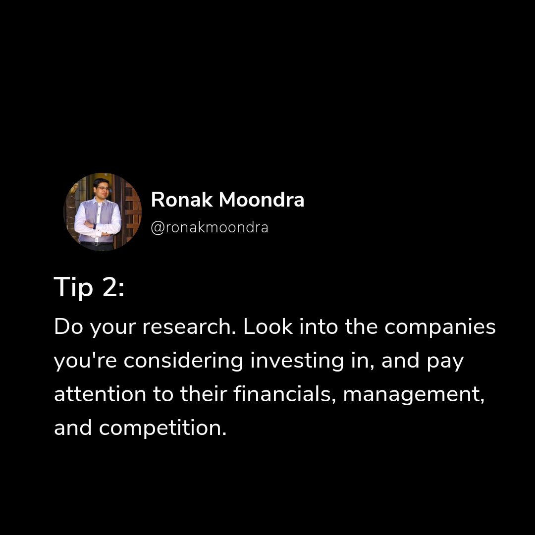RonakMoondra's tweet photo. Investing in the stock market can be risky. Make sure you know what you're doing with these tips from @RonakMoondra Part-1

#StockMarketTips #InvestingTips #RiskManagement #ronakmoondratweets #ronakmoondra https://t.co/6XMb5Qn9k9