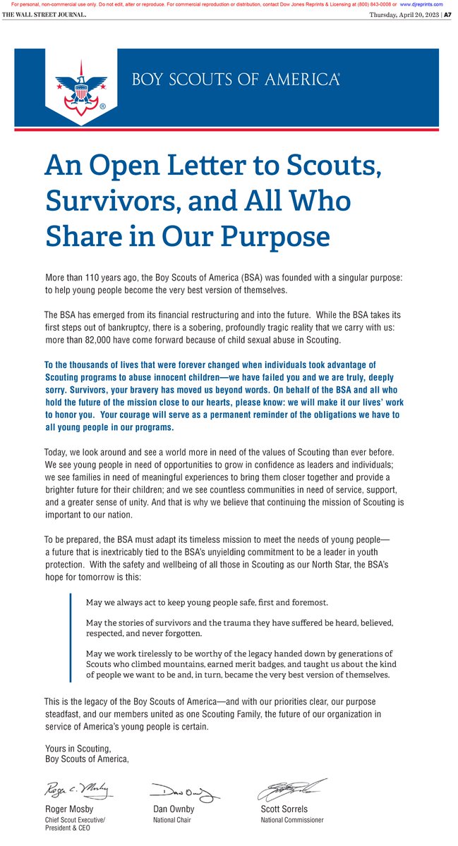 Boy Scouts Emerge From Bankruptcy After More Than Three Years.

U.S. appeals court denies request by non-settling insurers and a minority of sex-abuse survivors to pause the youth group’s reorganization.

bit.ly/3Ld3qxb by <a href="/BeckyYerak/">Becky Yerak</a> via <a href="/WSJ/">The Wall Street Journal</a>
