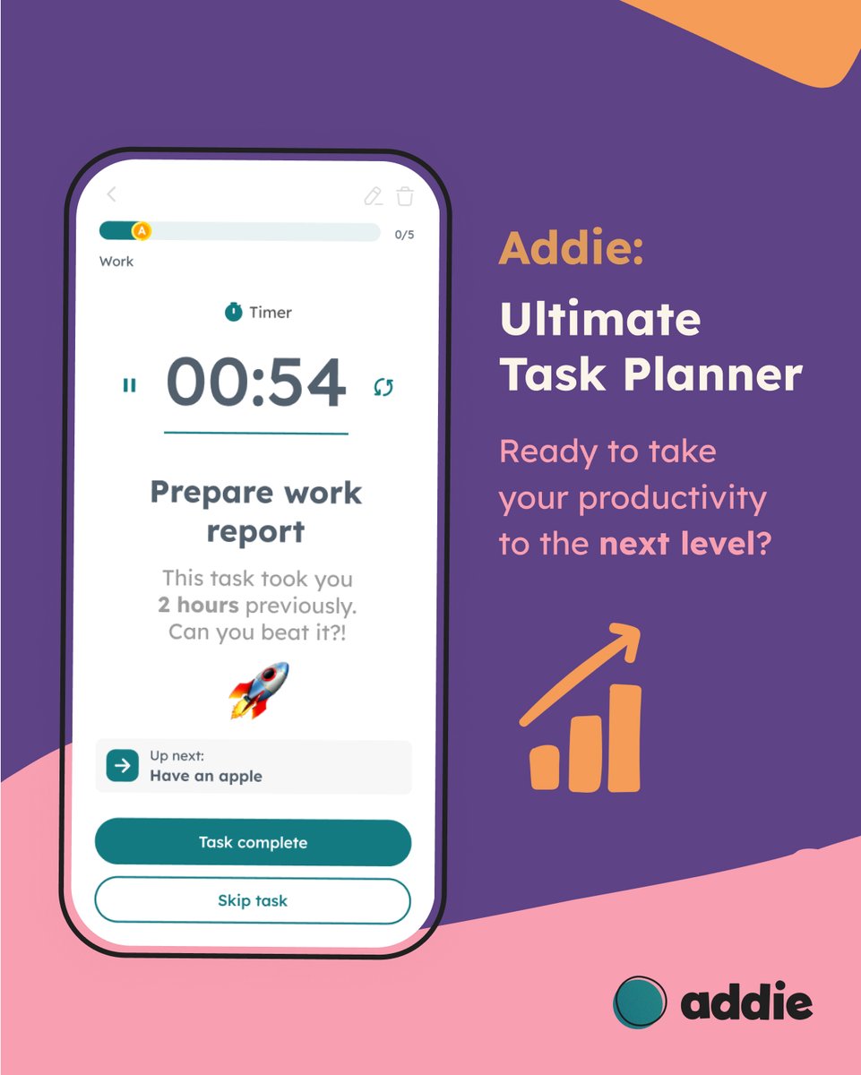 addieADHD's tweet photo. The ULTIMATE task planner for ADHD brains 🧠

Escape the task paralysis with the help of Addie. 

Pre-register and we'll let you know when the app is live! 👇
https://t.co/fdzsJRuDm4

#ADHD #AddieApp https://t.co/qGzxFhgiSm