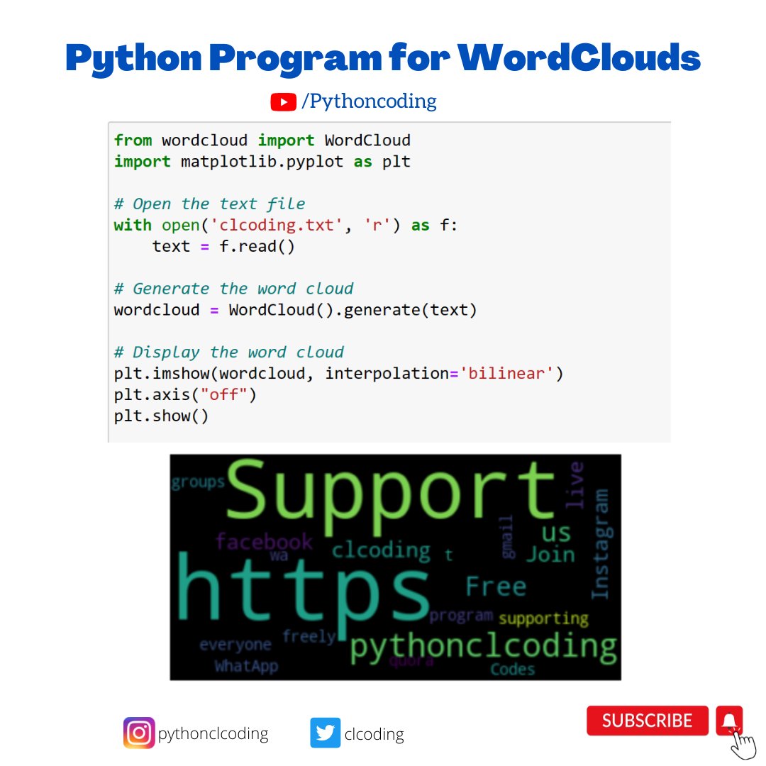 Python Program for wordClouds youtu.be/e5hqy3UQk7g