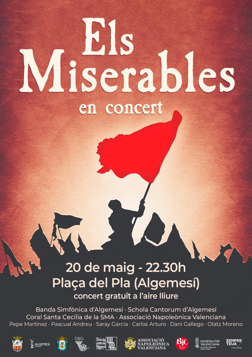 SMAlgemesi's tweet photo. 𝟮𝟬 𝗗𝗘 𝗠𝗔𝗜𝗚 - 𝟮𝟮.𝟯𝟬𝗵

Queden 30 dies per al concert de Els Miserables!! https://t.co/YyPM3NB7J7