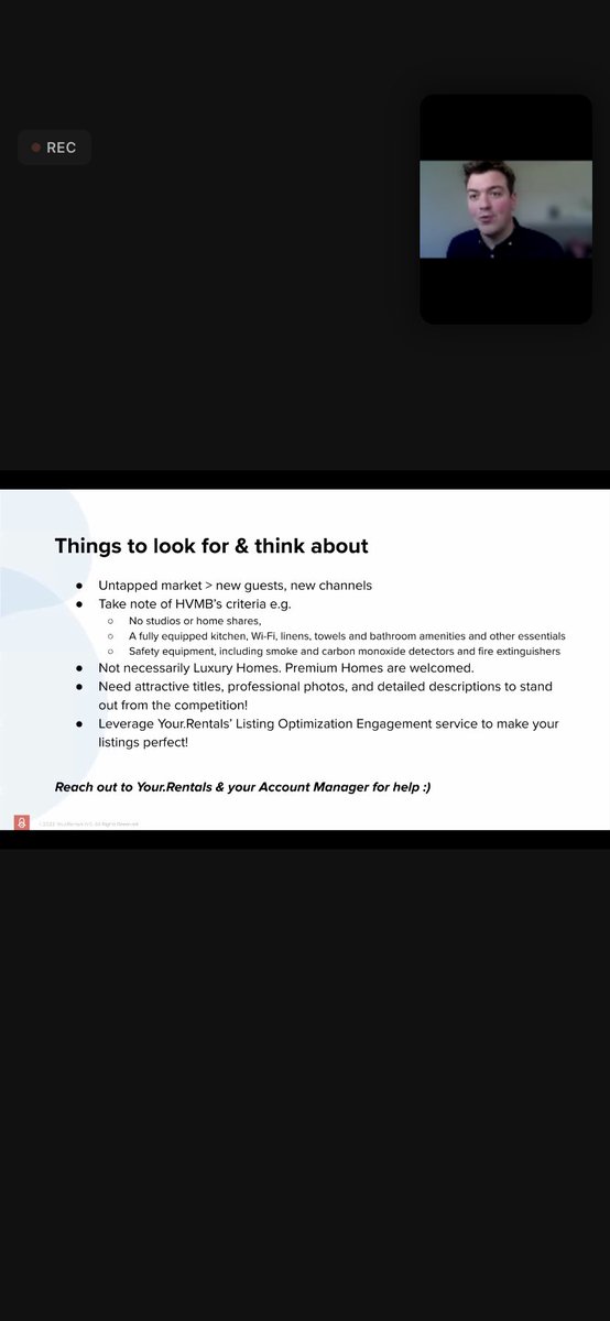 Your_Rentals's tweet photo. Thank you Homes &amp; Villas by Marriott Bonvoy for sharing the insightful tips with our #webinar audience. 

🔥Over 50 questions were asked
🔥Strong interest in listing with #HVMB
🔥Great tips on how to be eligible and how to perform well on the channel

#partnership #OTA https://t.co/c4dOEhmkNv