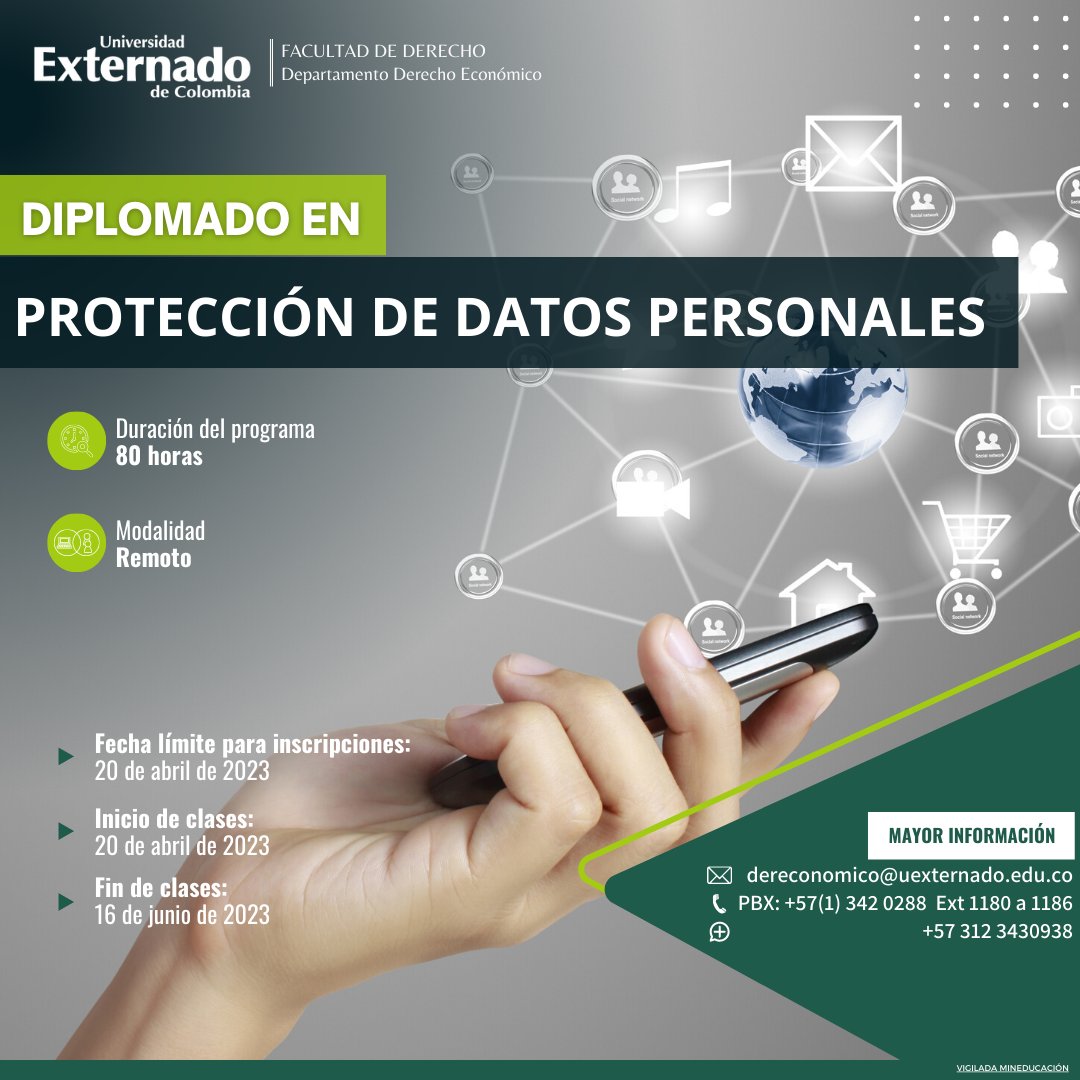 UExternado's tweet photo. 🛑 Evite sanciones con el 🎓#Diplomado en Protección de Datos Personales 🔐 Hoy último día de inscripciones.
💻Clases remotas
🔗https://t.co/NRJdXn2HNO
ℹ dereconomico@uexternado.edu.co
#Habeasdata #empresas #ciberriesgos #datosensible @sicsuper #Retail #ProteccióndeDatos https://t.co/YhOoHPdOFM