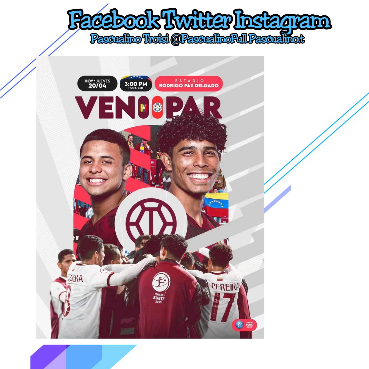 Hoy #20Abril la Vinotinto 🇻🇪 Sub-17  de fútbol ⚽ se juega cupo al mundial dicha categoría Ante Paraguay 🇵🇾 ese partido será 3P.M. hora nuestro país,  vamos si se puede!!! #ManoDeHierro
.<a href="/MervinMaldonad0/">Mervin Maldonado</a> .<a href="/Salser077/">Santiago Lara 24,5K #TROPA PSUV 🇻🇪🇷🇺🇳🇮🇨🇺</a> 
.<a href="/Preferida1021/">Preferida102.1fm</a> .<a href="/luis16684716/">tuitero de Aragua</a> .<a href="/LaOrientalVe/">🌞Del Valle Guevara M.🌞</a> .<a href="/VTVcanal8/">VTV CANAL 8</a>