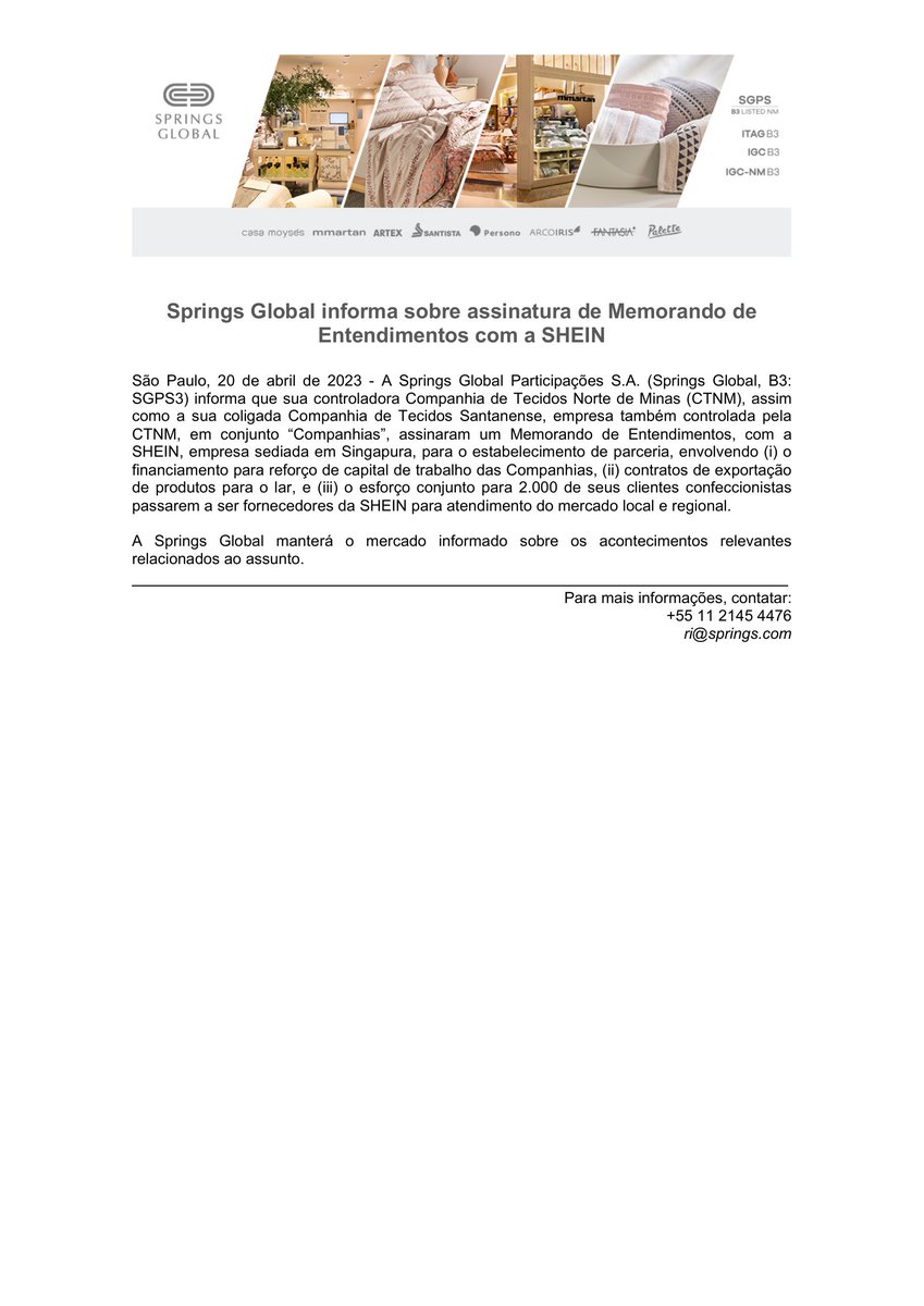 CalixtoCapital's tweet photo. #SGPS | SPRINGS | Fato Relevante https://t.co/xImFNE8dYn