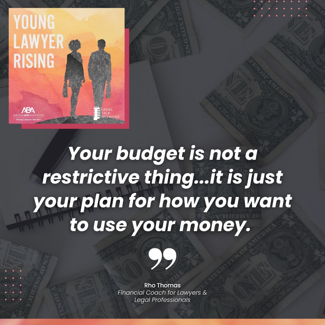 NEW EPISODE: Mastering Your Money: Financial Planning for Lawyers.💰⏩ Get insights and strategies for achieving financial independence + building wealth as a legal professional. 🔊bit.ly/3H3dxlH
<a href="/iamrhothomas/">Rho Thomas</a> <a href="/ABAYLD/">ABA Young Lawyers</a>