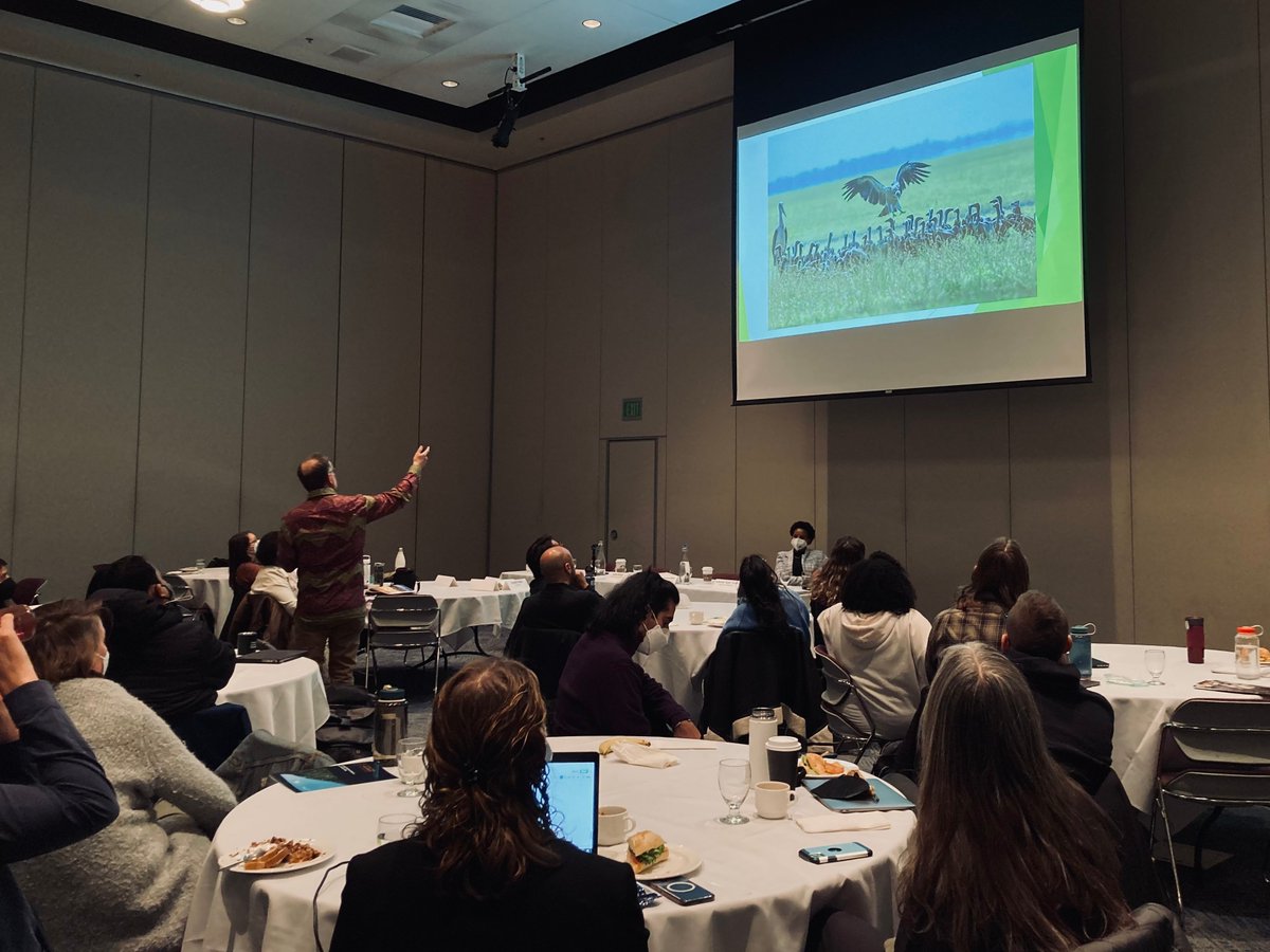 50 vultures can dispatch a fresh carcass in just five minutes, says <a href="/BoiseState/">Boise State University</a> raptor biologist Gregory Kaltenecker at #SEJ2023. Without them, our world would be swimming in bodies—and disease.