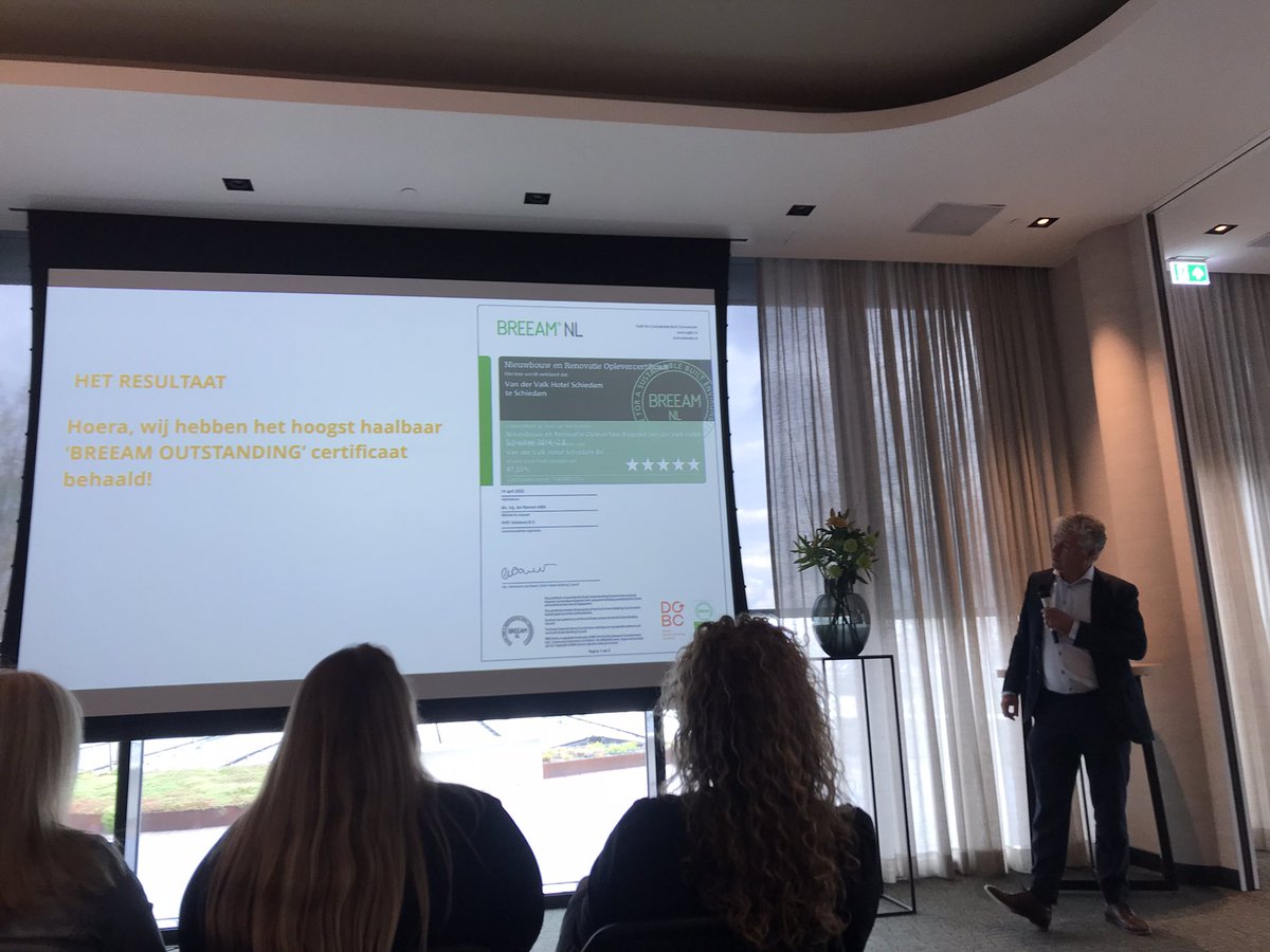 Trots op voormalig project: @HotelSchiedam krijgt hoogst haalbaar certificaat: #Breeam Outstanding. Hoogste beoordeling op duurzaamheidsprestaties. #eenjaaropen #businessevent #Schiedam