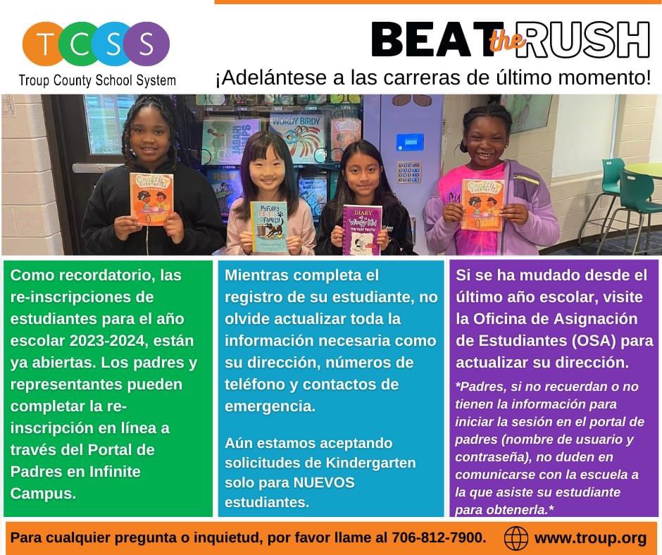 Registration for all is now available. Go to Troup.org for more info. #beattherush #aplaceforeverykid