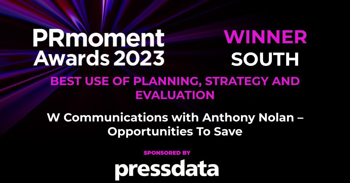 therealprmoment's tweet photo. The winner of the Gold Award for the Best Use of Planning, Strategy and Evaluation award is…

@wcommlondon for its Opportunities to Save campaign with Anthony Nolan.

Congrats to the W Communications team! 🍾

#PRmomentAwards https://t.co/lAXqPeUPFj