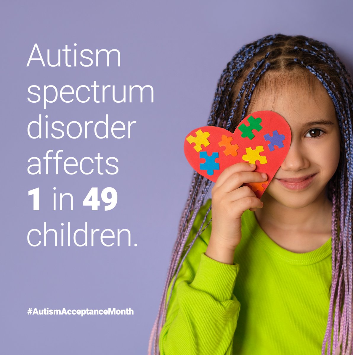 April is Autism Acceptance Month! 

While the exact cause of ASD is unknown, individuals with ASD can learn and build new skills with the right support. New discoveries and research continue to help individuals on the spectrum achieve their potential.