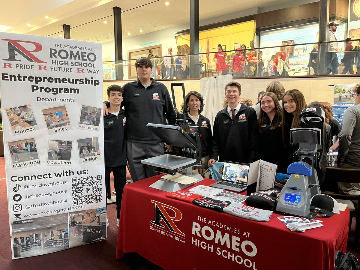 RHSDEM's tweet photo. Exciting to see Romeo’s Entrepreneurs  &amp; Law and Public Safety students demonstrating their skills at the Lansing CTE Showcase. These kids &amp; programs are our future and we can’t wait to see what they accomplish in their careers! @RHSBEI @RomeoHHP @RomeoHighSchool @RomeoAcadCoach https://t.co/PruL57h6FK